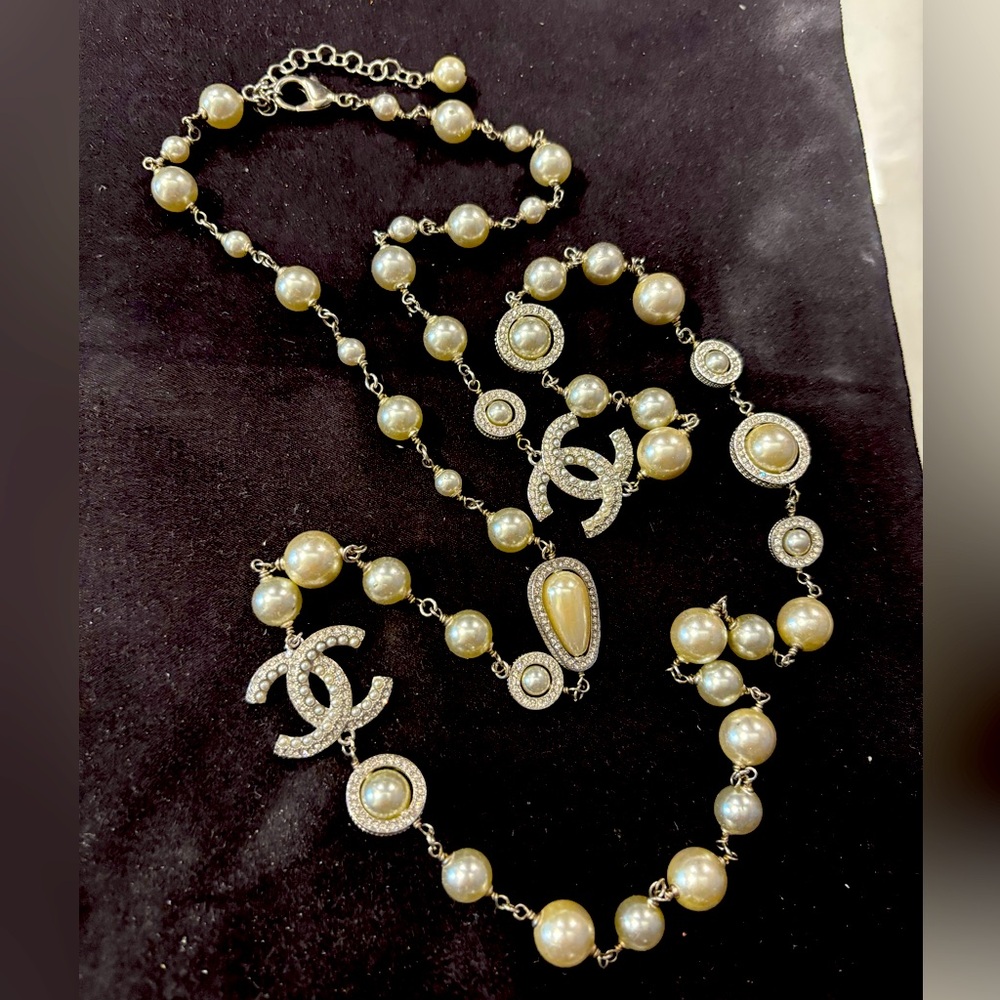 Chanel Long Faux Pearl Necklace